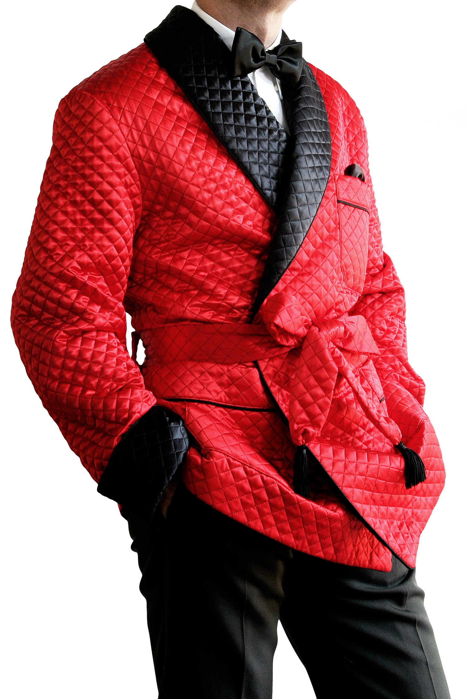 Red silk smoking jacket sale